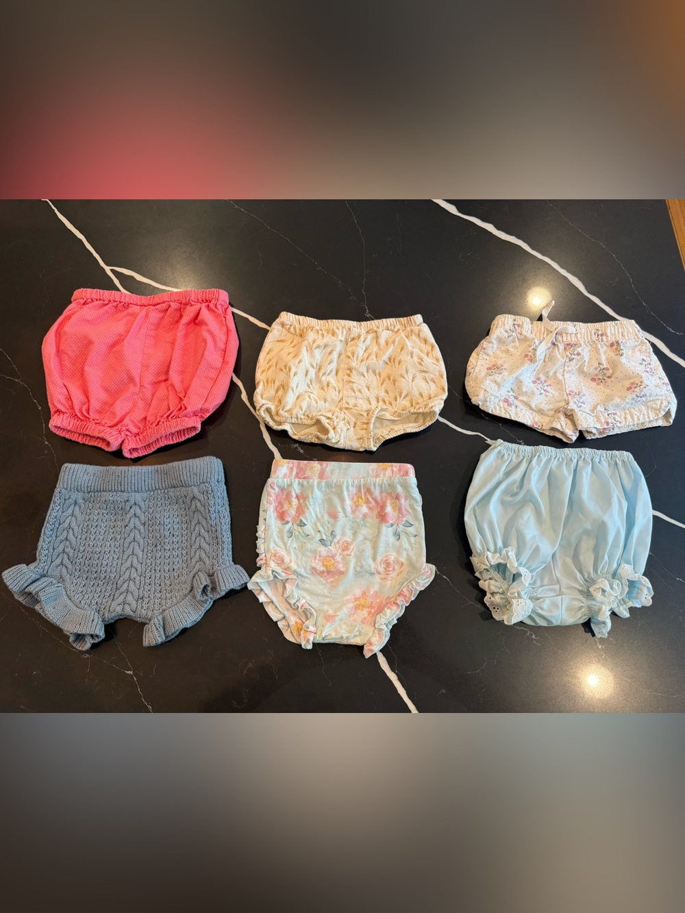 Girls Floral and Pastel Bloom Bloomer Set - Pink, Cream, Blue